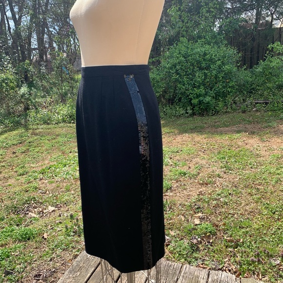 Vintage Wool Sequin Pencil Skirt - Picture 4 of 12
